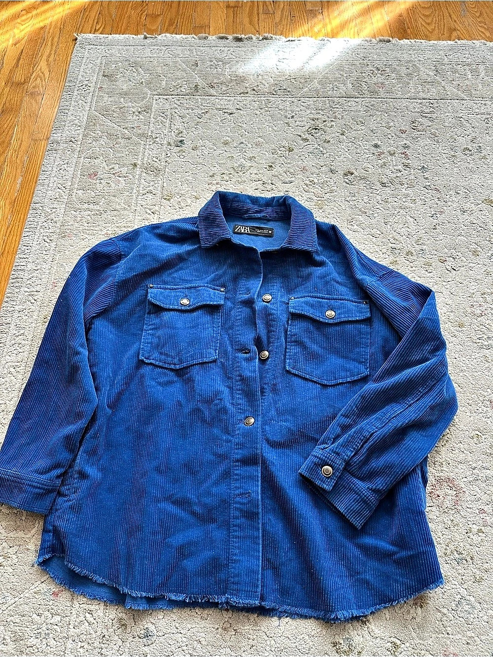Zara Blue Corduroy Jacket Size Medium